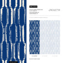 Geometric Wallpaper with a Distressed Column Motif in Blue and White - B408