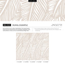 Botanical Wallpaper with a Stylized Leaf Motif in Beige and White - B965