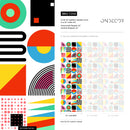 Geometric Wallpaper with Retro Abstract Shapes in Red, Yellow, and Blue - C048