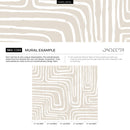 Modern Abstract Wallpaper with Curved Brushstroke Lines in Beige and White - C089