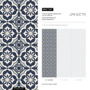 Tile Wallpaper with a Classic Azulejo Design in Blue and Cream - C163