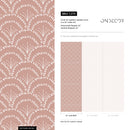 Boho Wallpaper with a Scalloped Fan Motif in Pink and White - C279