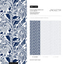 Ornamental Wallpaper with a Stylized Floral Motif in Shades of Blue - C293