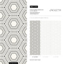 Geometric Wallpaper Featuring Radiating Hexagons in Black and Cream - C378