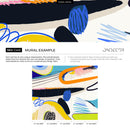 Abstract Wallpaper with Bold Shapes and Scribbles in Blue, Orange, and Yellow - C448