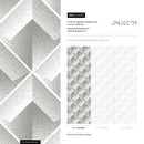 Geometric Wallpaper with a 3D Stippled Cube Motif in Grey and White - C470