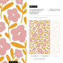 Floral Wallpaper Featuring Stylized Flowers in Pink and Yellow - C476