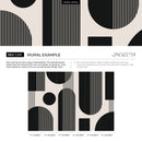 Geometric Wallpaper with Bold Arches and Stripes in Black and Beige - AS2-C481