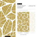 Botanical Wallpaper with a Graphic Leaf Motif in Mustard and White - C619