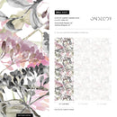 Botanical Wallpaper with an Abstract Watercolor Branch Motif in Pink, Black, and Green - A517