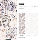 Floral Wallpaper Featuring Dandelion and Wildflower Motifs in Purple and Brown - C820