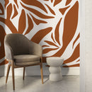 Abstract Wallpaper with Bold Organic Lines in Orange and Beige - D638