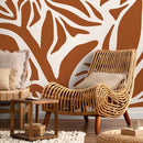 Abstract Wallpaper with Bold Organic Lines in Orange and Beige - D638