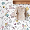 Floral Wallpaper with Hand-Drawn Blooms in Pink, Blue, and Yellow - A890