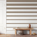 Striped Wallpaper with Bold Horizontal Stripes in Beige and White - D727