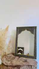 Moroccan Gold Brass Hand-Engraved Mirror