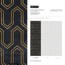 Art Deco Wallpaper with a Geometric Line Pattern in Black and Gold - A436