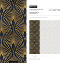Art Deco Wallpaper with a Geometric Fan Motif in Black and Gold - A537