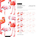 Tropical Wallpaper with a Watercolor Flamingo Motif in Red, Pink, and Orange - B248