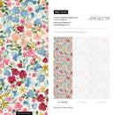 Floral Wallpaper with a Colorful Wildflower Meadow in Rose, Blue, and Yellow - B298