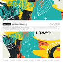 Abstract Wallpaper with Bold Shapes and Scribbles in Teal, Yellow, and Black - B309