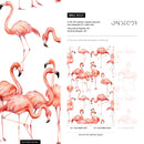 Animal Wallpaper with a Watercolor Flamingo Motif in Clay Orange - B323