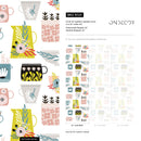 Folk Wallpaper featuring Whimsical Kitchenware in Teal, Pink, and Green - B328