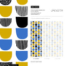Abstract Wallpaper with U-Shaped Motifs in Blue, Yellow, and Black - B366