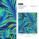 Tropical Wallpaper with Neon Palm Leaves in Blue and Green - B378