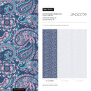 Paisley Wallpaper with Intricate Florals in Navy Blue, Pink, and Teal - B382