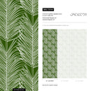 Botanical Wallpaper Featuring a Graphic Palm Frond Design in Green and White - B596