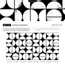 Modern Geometric Wallpaper with a Distressed Circle Grid in Black and White - C012