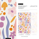 Floral Wallpaper with Abstract Brushstrokes in Pink, Purple, and Orange - AS2-C479