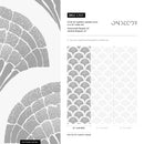 Art Deco Wallpaper with a Stylized Ginkgo Motif in Gray - C501