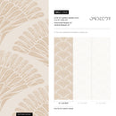Scalloped Wallpaper with a Stylized Palm Frond Motif in Beige and Cream - C545