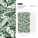 Abstract Wallpaper with a Bold Leaf Motif in Green and Cream - C706