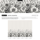 Floral Wallpaper with an Engraved Botanical Motif in Black and Cream - A531