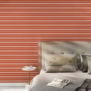 Striped Wallpaper Featuring Modern Pinstripes in Terracotta and White - D761