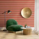 Striped Wallpaper Featuring Modern Pinstripes in Terracotta and White - D761