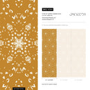 Geometric Wallpaper with a Stamped Medallion Motif in Mustard Yellow - X084