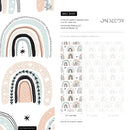 Scandinavian Wallpaper with Boho Rainbows in Pink, Mint, and Beige - B491