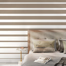 Striped Wallpaper with Bold Horizontal Stripes in Beige and White - D727