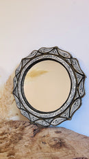 Moroccan Mirror - White Bone Inlay Round Mirror