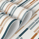 Rhythmic Lines Wallpaper in Blue, Terracotta, and Beige - D743