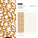 Modern Abstract Wallpaper with Matisse Inspired Botanical Shapes in Ochre and White - B917
