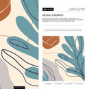 Abstract Wallpaper with Stylized Botanical Shapes in Teal and Terracotta - C061