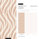Bohemian Wallpaper with a Wavy Feather Motif in Terracotta and Beige - C525
