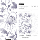 Floral Wallpaper Featuring Watercolor Chrysanthemums in Purple - C956