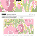 Abstract Floral Wallpaper with a Collage in Pink and Green - X068