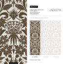 Art Nouveau Wallpaper with Vintage Stylized Floral Motifs in Brown and White - X174